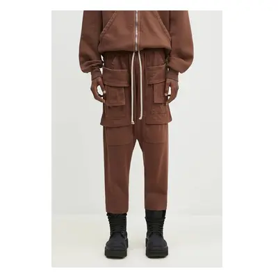 Bavlněné tepláky Rick Owens Creatch Cargo Cropped Drawstring hnědá 98837662