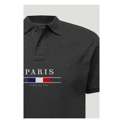 Polo Tričko Slim Fit, Barva Železitě Šedá, s Potiskem Paris La Vie 95209425