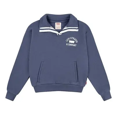 Dětská mikina Levis COLLEGIATE LS COLLAR TOP modrá barva, s potiskem, 98058679