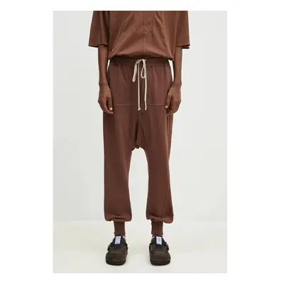 Bavlněné tepláky Rick Owens Prisoner Drawstring hnědá barva, DU02D2395 98837663