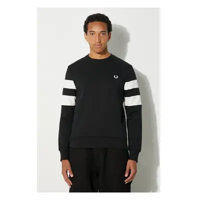 Bavlněná mikina Fred Perry Tipped Sleeve pánská, černá barva, 97962751