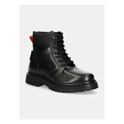 Kotníkové boty Tommy Jeans TJM LACE UP BOOT pánské, černá barva, 99140458