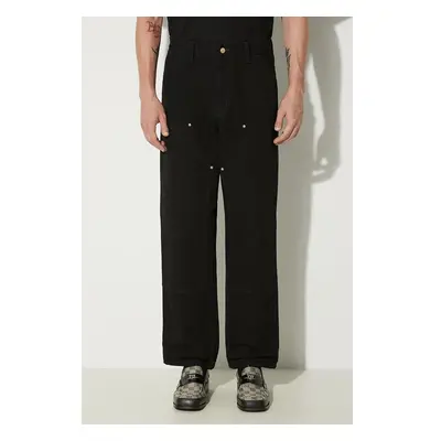 Bavlněné kalhoty Carhartt WIP Double Knee Pant černá barva, jednoduché 84016895