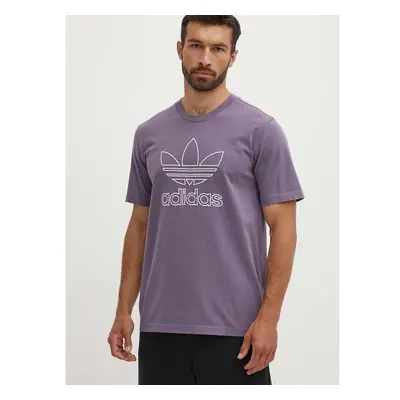 Bavlněné tričko adidas Originals Trefoil Tee fialová barva, s aplikací 88674833