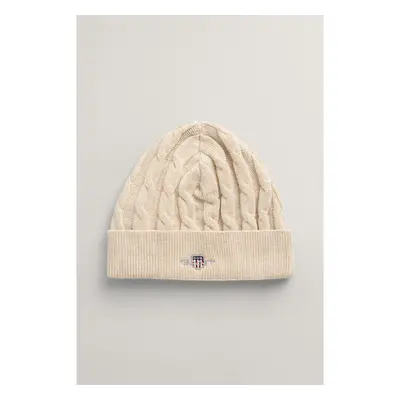 ČEPICE GANT SHIELD COTTON CABLE BEANIE LIGHT BEIGE MELANGE 93464087