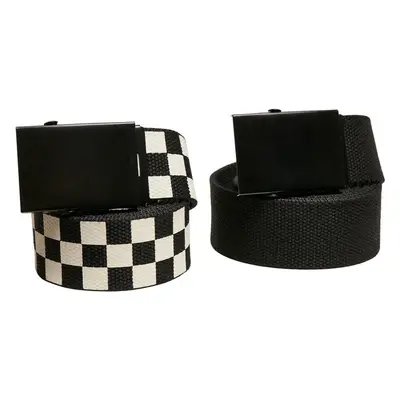 Urban Classics Check And Solid Canvas Belt 2-Pack black/offwhite 91375575