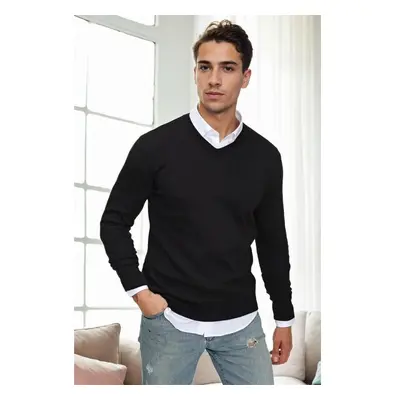 88341 Dewberry V Neck Knitwear Mens Sweater-BLACK 98599354