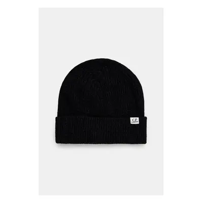 Čepice z vlněné směsi C.P. Company Knit Cap černá barva, z tenké 98081786