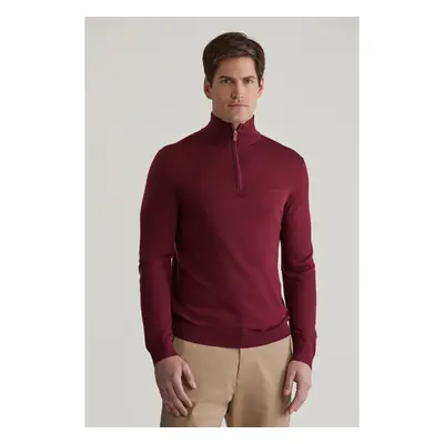 SVETR GANT EXTRAFINE MERINO WOOL HALF ZIP WINE RED 97832528