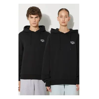 Mikina A.P.C. hoodie standard rue madame GOTS černá barva, s kapucí, 96318157