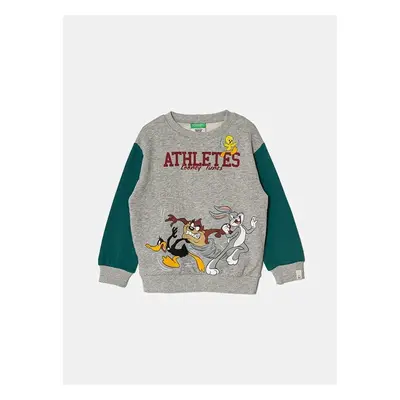 Dětská bavlněná mikina United Colors of Benetton x Looney Tunes šedá 98977343