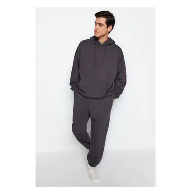 Trendyol Anthracite Oversize/Wide Cut Hooded Warm Sweatshirt Tracksuit 98740756