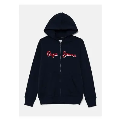 Dětská mikina Pepe Jeans NEW LAMONTY ZIP tmavomodrá barva, s kapucí, 97591696