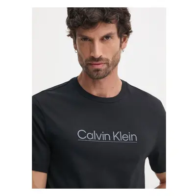 Bavlněné tričko Calvin Klein černá barva, s aplikací, K10K113587 98697865