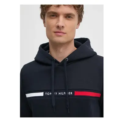 Mikina Tommy Hilfiger pánská, tmavomodrá barva, s kapucí, s aplikací, 98977433