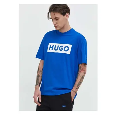 Bavlněné tričko Hugo Blue s potiskem, 50522376 89765137