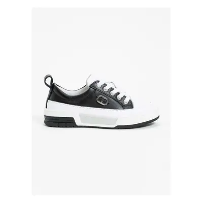 Dětské kožené sneakers boty Twinset černá barva, 242GCJ014 97592019