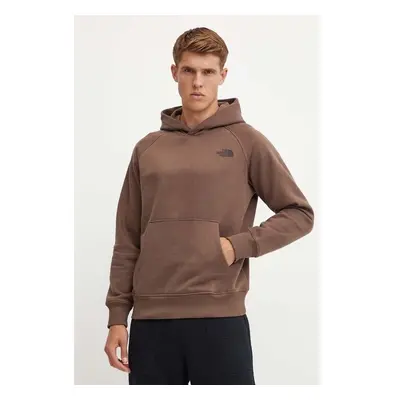 Mikina The North Face Raglan Redbox Hoodie pánská, hnědá barva, s 98724835