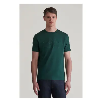 TRIČKO GANT REG TONAL SHIELD SS T-SHIRT TARTAN GREEN 98529783