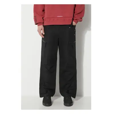 Bavlněné kalhoty A-COLD-WALL* Static Zip Pant černá barva, ve střihu 97846282