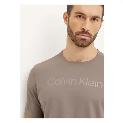 Tréninkové tričko Calvin Klein Performance hnědá barva, s potiskem, 97851675