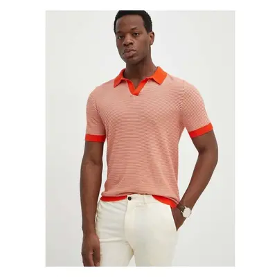 Bavlněné polo tričko United Colors of Benetton oranžová barva 92008366