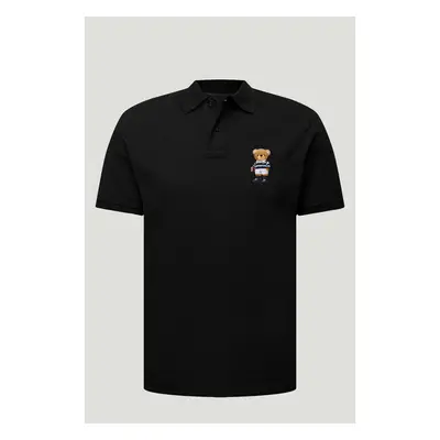 Polo Tričko Slim Fit, Barva Černá, s Potiskem Rugby Teddy 95209572