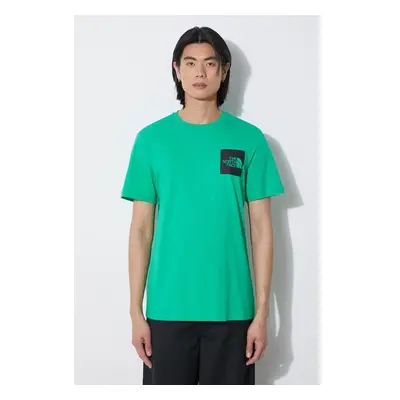 Bavlněné tričko The North Face S/S Fine Tee zelená barva, s potiskem 91586431