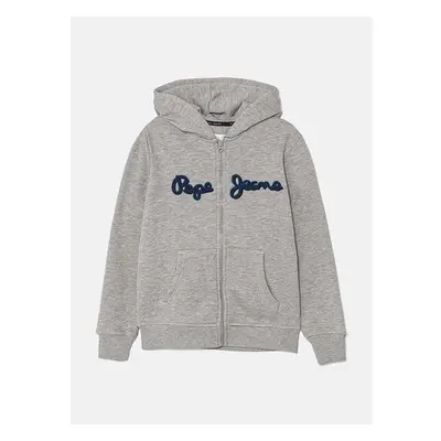 Dětská mikina Pepe Jeans NEW LAMONTY ZIP šedá barva, s kapucí, 97591695