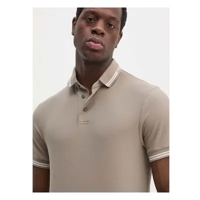 Bavlněné polo tričko Emporio Armani béžová barva, 6D1F95 1JCYZ 97592053