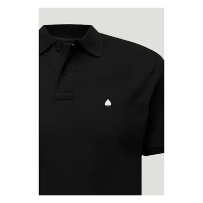 Polo Tričko Slim Fit, Barva Černá, s Potiskem Spade Card Symbol 95209462