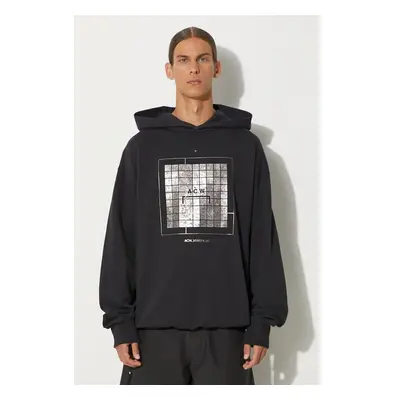 Bavlněná mikina A-COLD-WALL* Foil Grid Hoodie ACWMW074 BLACK pánská, 84015714