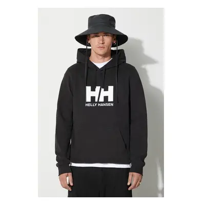 Bavlněná mikina Helly Hansen HH LOGO HOODIE pánská, černá barva, s 85506157