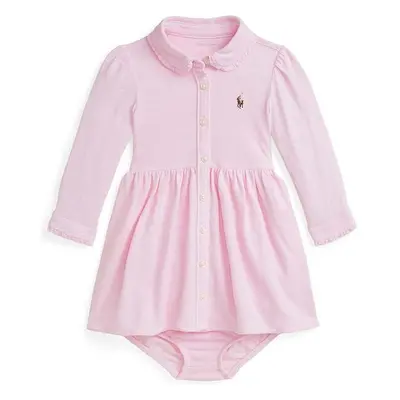 Dětské bavlněné šaty Polo Ralph Lauren růžová barva, mini, 98696634