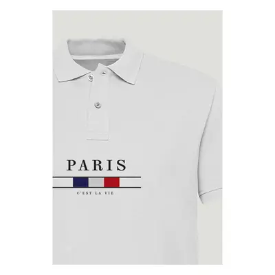 Polo Tričko Slim Fit, Barva Bílá, s Potiskem Paris La Vie 95209426