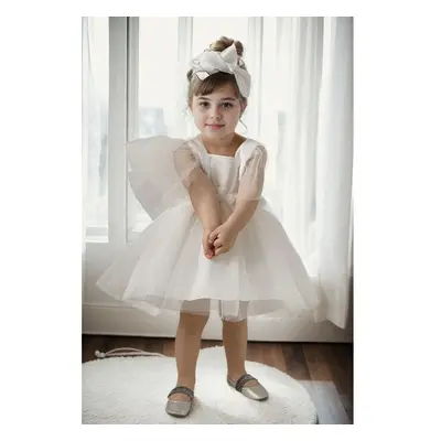 N2401 Dewberry Girls Satin Evening Dress-WHITE 92136496