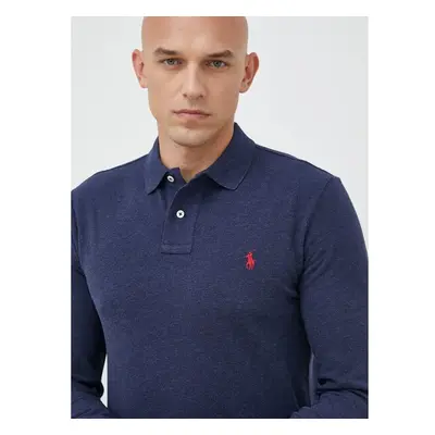 Bavlněné tričko dlouhým rukávem Polo Ralph Lauren tmavomodrá barva 74618408