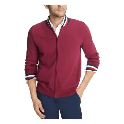 Pánský vínově červený svetr Tommy Hilfiger na zip 97565896