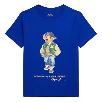 Dětské bavlněné tričko Polo Ralph Lauren modrá barva, s potiskem, 97851545