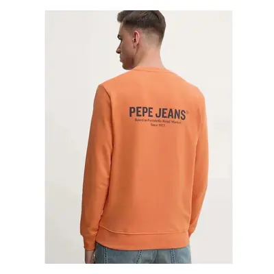 Mikina Pepe Jeans SAM CREW pánská, oranžová barva, s potiskem, 98856990