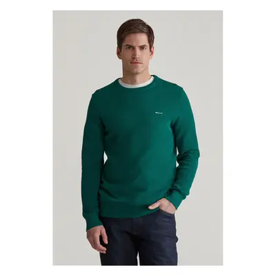 SVETR GANT COTTON PIQUE C-NECK DEEP FOREST GREEN 96262359