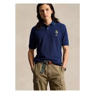 Bavlněné polo tričko Polo Ralph Lauren tmavomodrá barva, s aplikací, 99018417