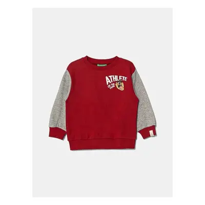 Dětská bavlněná mikina United Colors of Benetton x Looney Tunes vínová 98977344