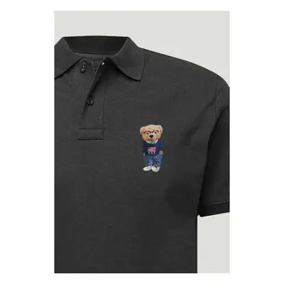 Polo Tričko Slim Fit, Barva Železitě Šedá, s Potiskem Good Boy Teddy 95209525