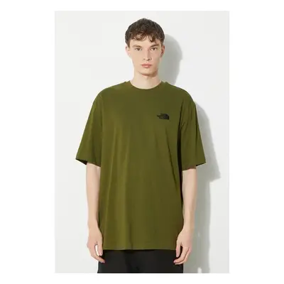 Bavlněné tričko The North Face M S/S Essential Oversize Tee zelená 90752196