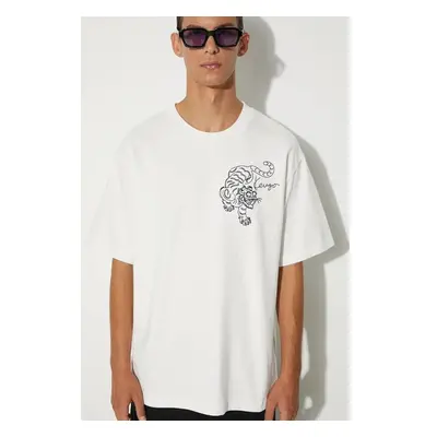 Bavlněné tričko Kenzo Gots Star Tiger Emb Oversize T bílá barva, s 98081723