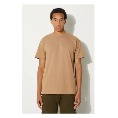 Bavlněné tričko Carhartt WIP S/S Chase béžová barva, I026391.2GQXX 97962782