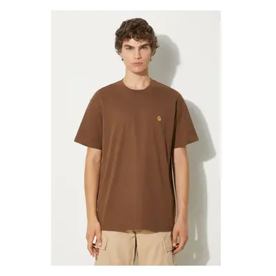 Bavlněné tričko Carhartt WIP S/S Chase hnědá barva, I026391.218XX 97962785