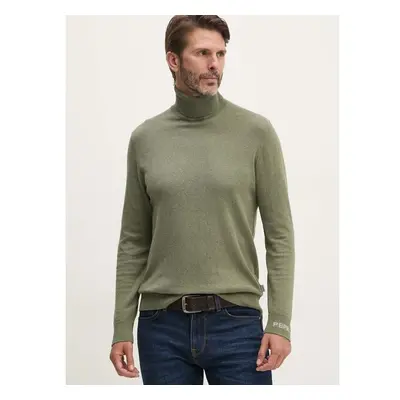 Svetr z vlněné směsi Pepe Jeans NEW ANDRE TURTLE NECK pánský, zelená 97851459