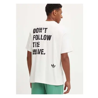 Bavlněné tričko adidas Originals béžová barva, s aplikací, IU2810 97592191